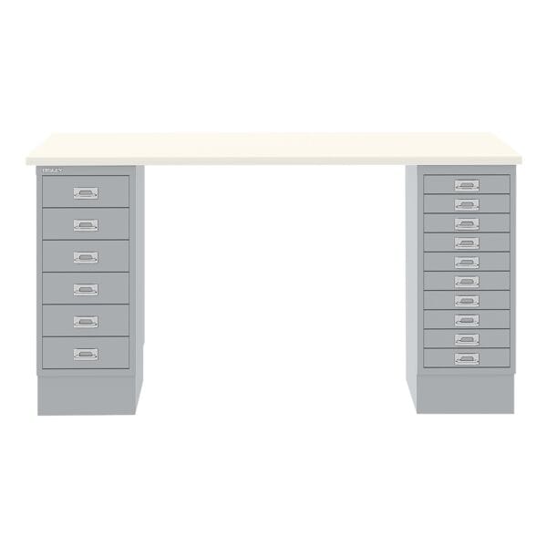 Schreibtisch »MultiRange« weiße Platte mit 16 Schubladen
