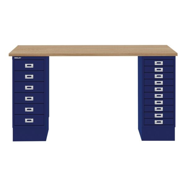 Schreibtisch »MultiRange« eichefarbene Platte mit 16 Schubladen