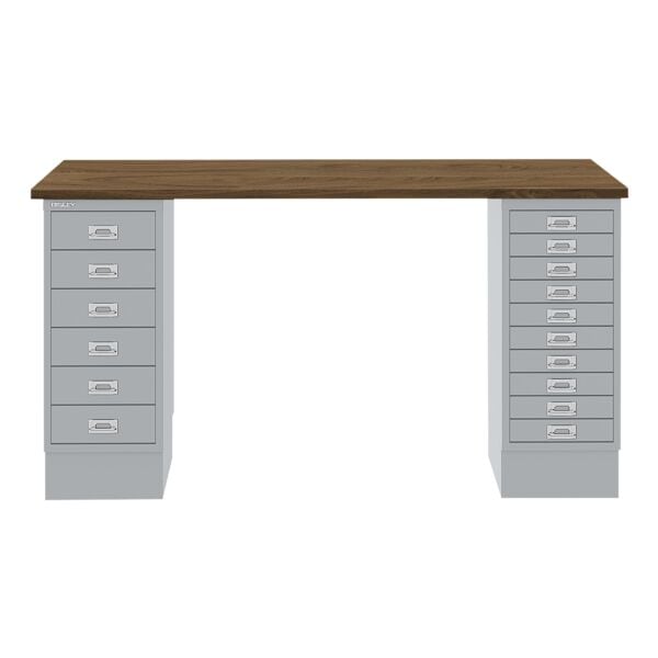 Schreibtisch »MultiRange« nussbaumfarbene Platte mit 16 Schubladen