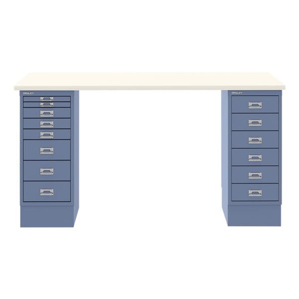 Schreibtisch »MultiRange« weiße Platte mit 14 Schubladen