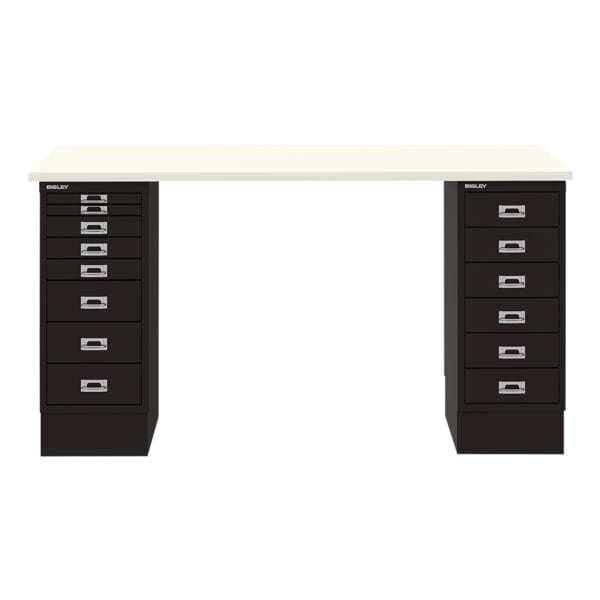 Schreibtisch »MultiRange« weiße Platte mit 14 Schubladen