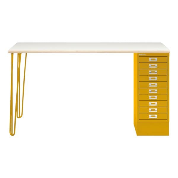 Schreibtisch »MultiRange« Plywood Platte mit 10 Schubladen