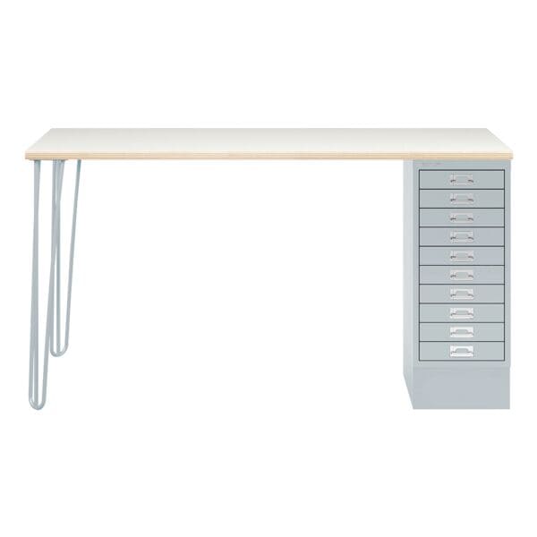 Schreibtisch »MultiRange« Plywood Platte mit 10 Schubladen