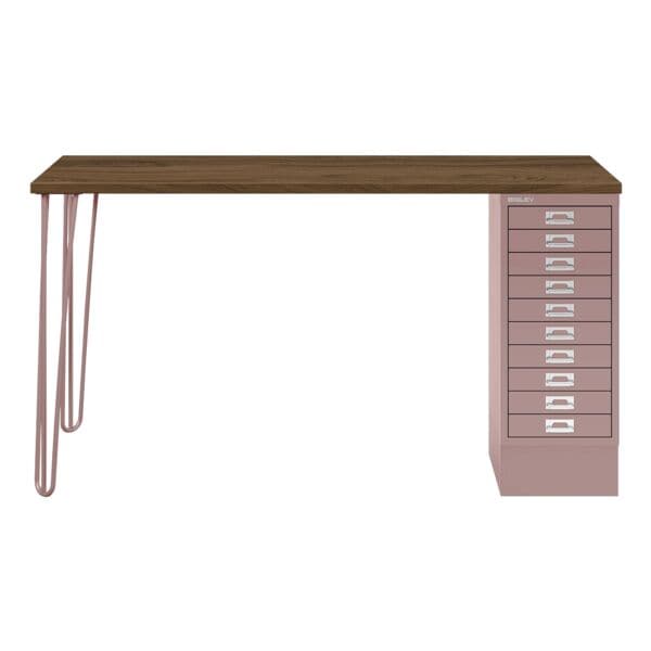 Schreibtisch »MultiRange« nussbaumfarbene Platte mit 10 Schubladen