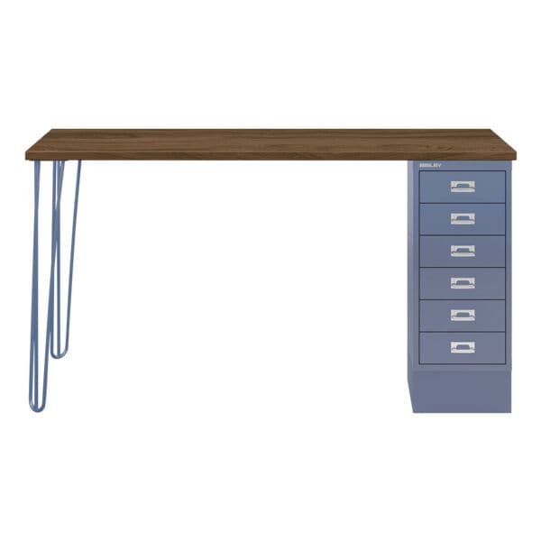 Schreibtisch »MultiRange« nussbaumfarbene Platte mit 6 Schubladen