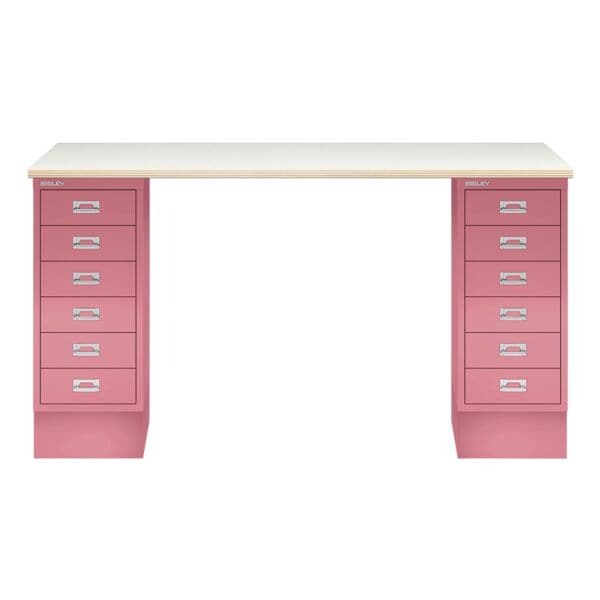 Schreibtisch »MultiRange« Plywood Platte mit 12 Schubladen
