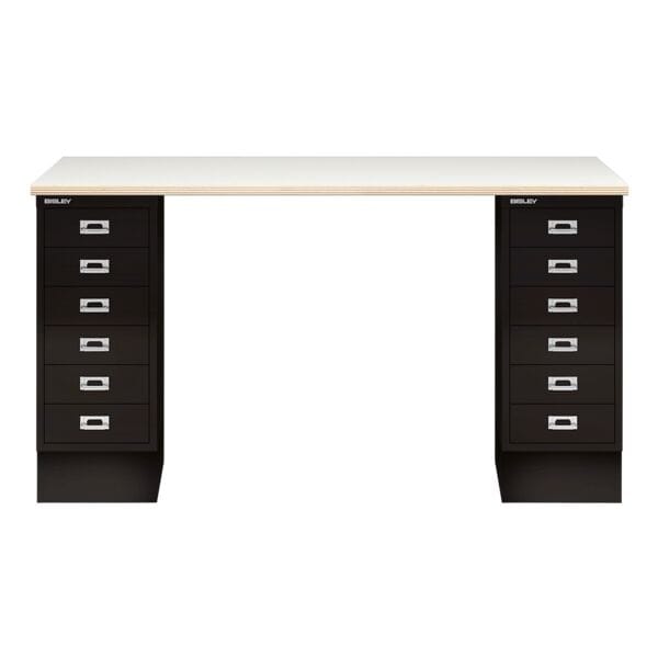 Schreibtisch »MultiRange« Plywood Platte mit 12 Schubladen