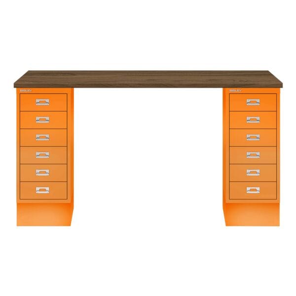 Schreibtisch »MultiRange« nussbaumfarbene Platte mit 12 Schubladen