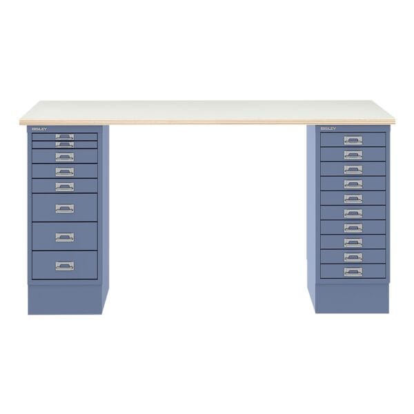 Schreibtisch »MultiRange« Plywood Platte mit 18 Schubladen
