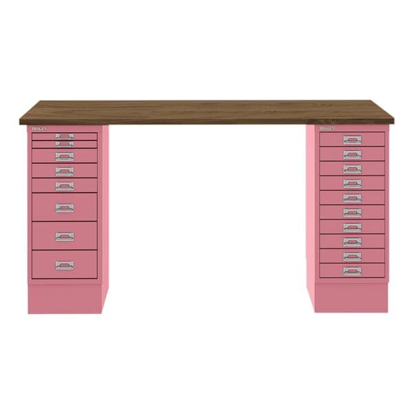 Schreibtisch »MultiRange« nussbaumfarbene Platte mit 18 Schubladen