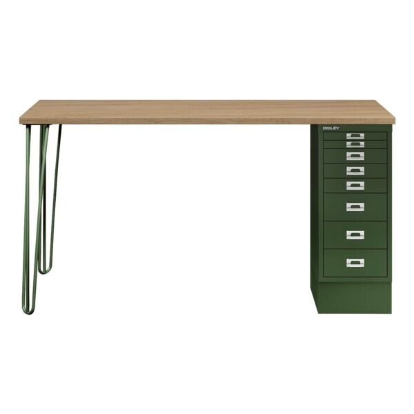 Schreibtisch »MultiRange« eichefarbene Platte mit 8 Schubladen