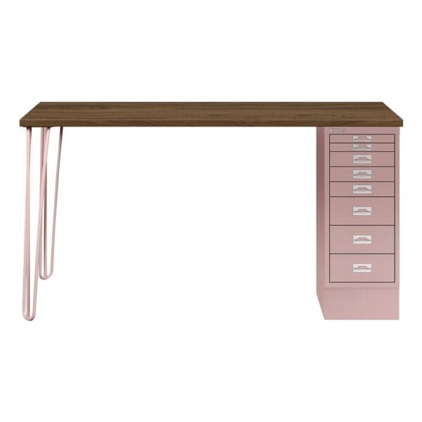 Schreibtisch »MultiRange« nussbaumfarbene Platte mit 8 Schubladen