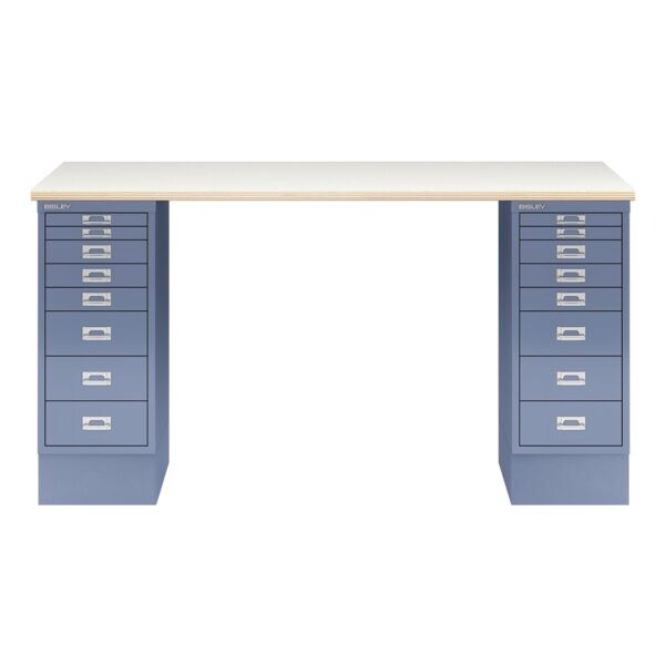 Schreibtisch »MultiRange« plywood Platte mit 16 Schubladen