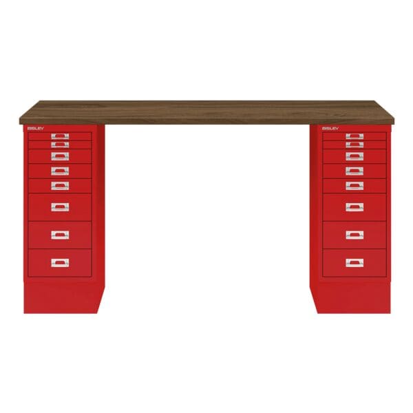 Schreibtisch »MultiRange« nussbaumfarbene Platte mit 16 Schubladen