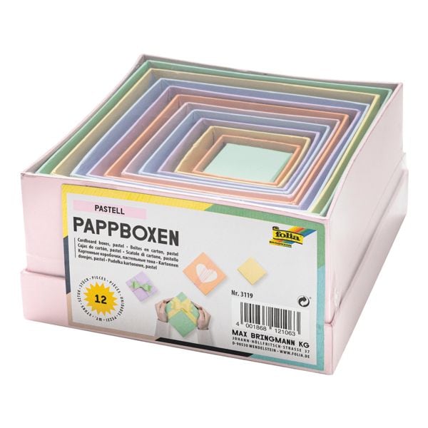 12er-Set Papp-Boxen »PASTELL«