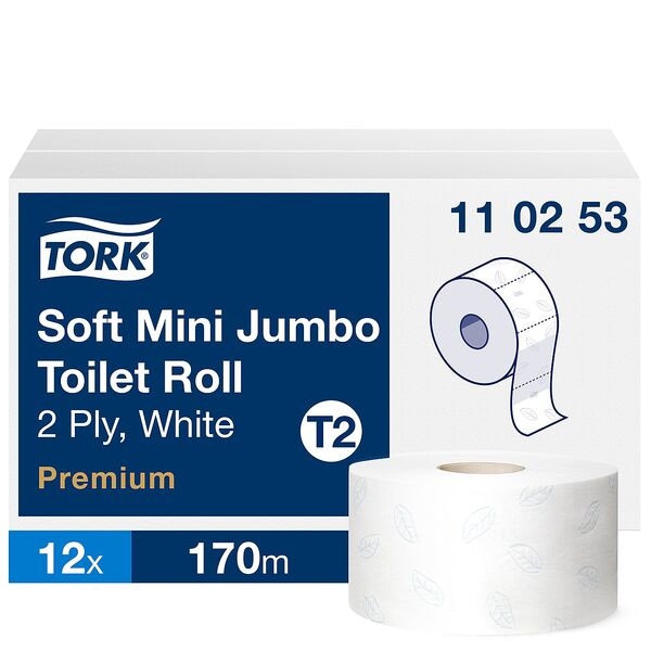 Tork Jumbo-Toilettenpapier »T2 Premium Mini« 2-lagig 12 Rollen weiß