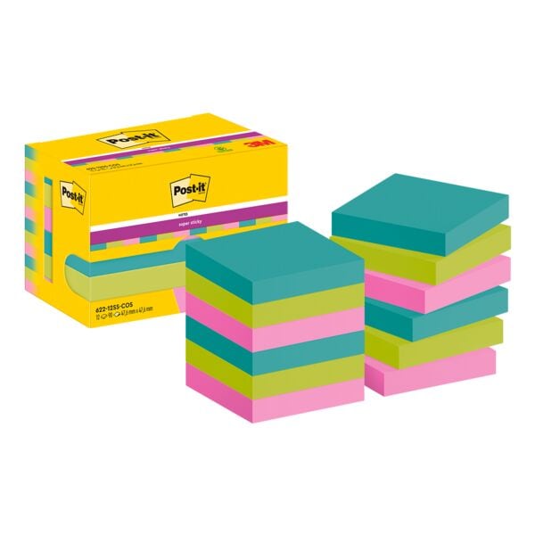 Post-it Super Sticky Haftnotizblock »Cosmic Collection« 47.6 x 47.6 mm, 12 Stück türkis - Papier