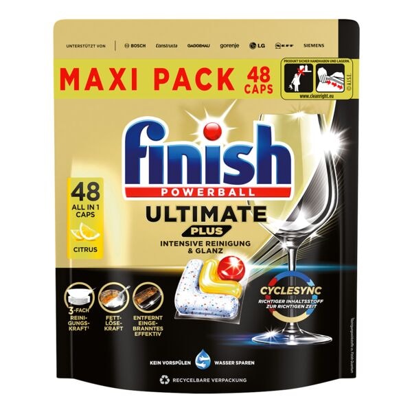 finish 48er-Pack Spülmaschinen-Caps »Powerball Ultimate Plus All in 1 Citrus« weiß