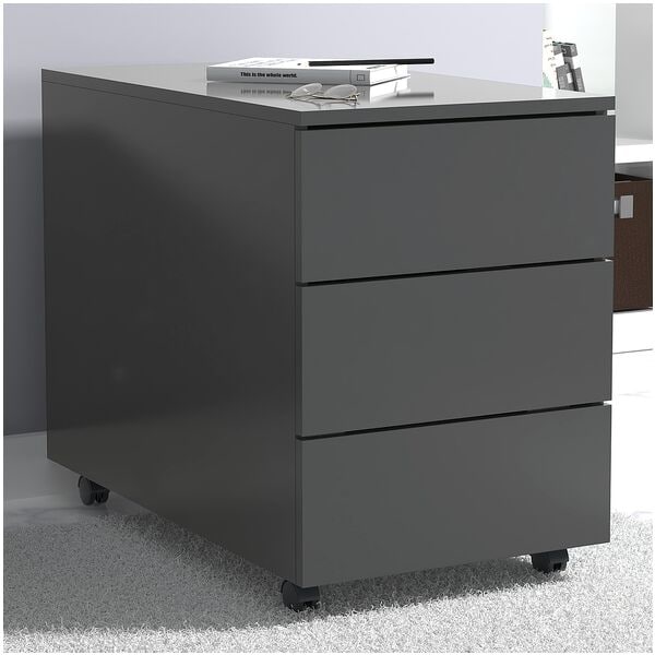 Vcm Rollcontainer »Dalosa« 3 Klassische Schubladen 70 Cm Tief Grau, 39x55x70 Cm