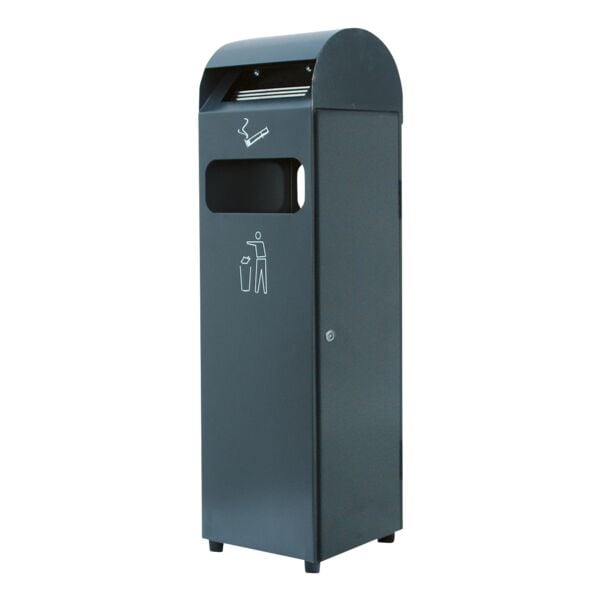 cookmax Standabfallbehälter mit Ascher 29 Liter grau, 31.5x96x25 cm