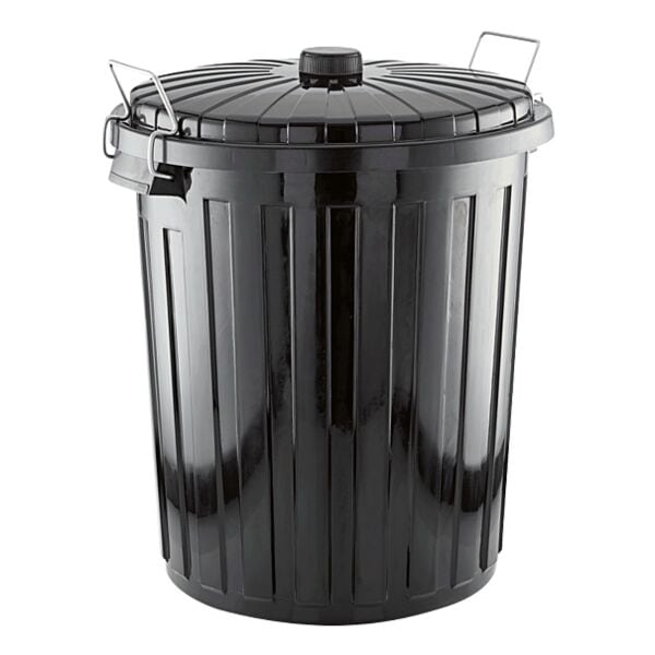 WAS Abfallbehälter mit Verschlussklammern 73 Liter schwarz, 48x48 cm