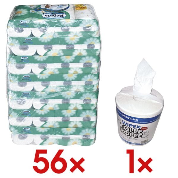 Regina Toilettenpapier »Kamille« 3-lagig - 56 Rollen inkl. Universal-Putztuchrolle 447 weiß