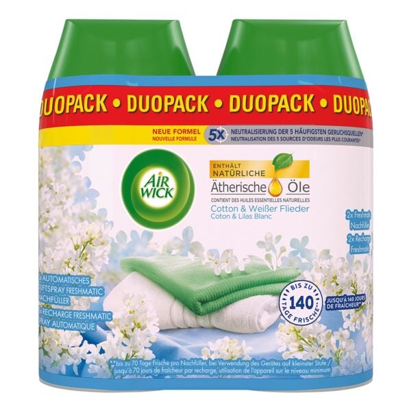 AIR WICK 2x Raumduft-Nachfüller Freshmatic Max Pure »Cotton & Weißer Flieder« violett