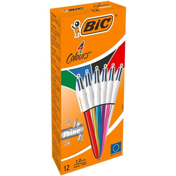 BIC 12er-Pack Kugelschreiber »4 Colours Shine« rot
