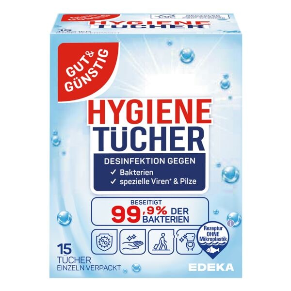 Gut und Günstig Hygienetücher Desinfektion 15 Tücher