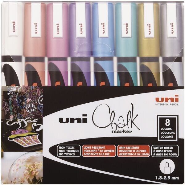 8er-Pack Kreidemarker »uni Chalk« farbsortiert