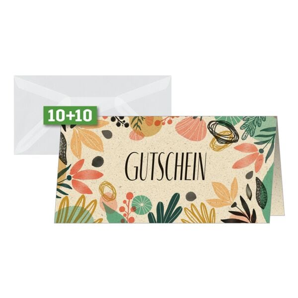 10 Gutschein-Karten DIN lang »Colorful plants«