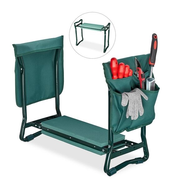 Relaxdays Kniebank Mit Taschen 2 In 1, 60x50x27.5 Cm