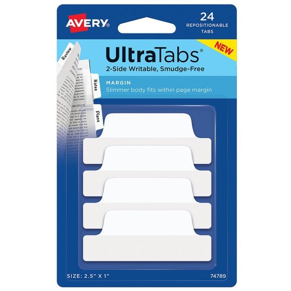 24 Haftstreifen »UltraTabs - Weiß« 63.5 x 25.4 mm