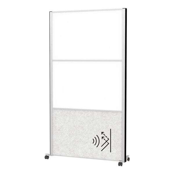 MAUL Stellwand »MAULconnecto« 2 Whiteboardpanels + 1 Akustikpanel hellgrau mit Rollen silber, 100x182x35 cm