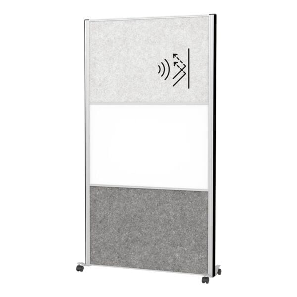 MAUL Stellwand »MAULconnecto« 2 Akustikpanels 1 hellgrau + 1 dunkelgrau + 1 Whiteboar silber, 100x182x35 cm