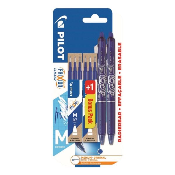 Pilot Tintenroller + Minen »FriXion Ball Clicker 0.7« blau Bonus-Pack blau