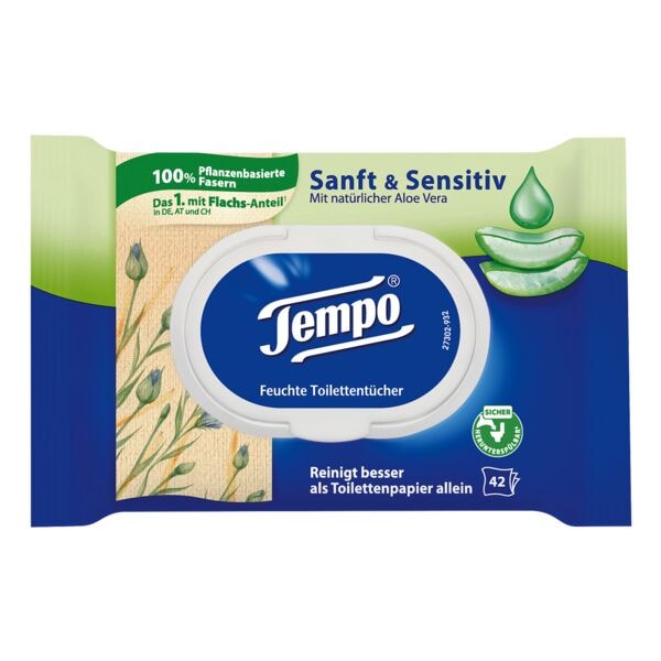 Tempo Feuchtes Toilettenpapier »Sanft & Sensitiv« 42 Blatt weiß