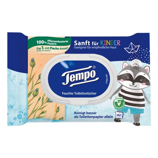 Tempo Feuchtes Toilettenpapier »Sanft für Kinder« 42 Blatt weiß