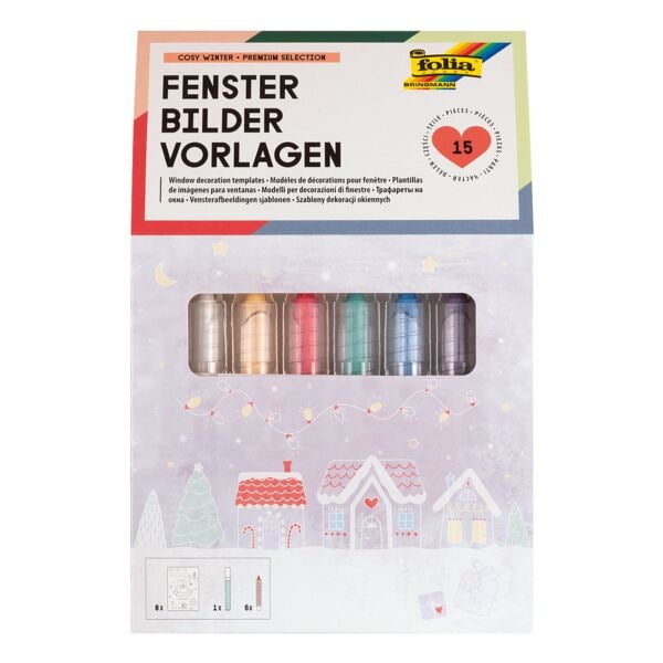 15-teiliges Fensterbilder Vorlagen-Set »COSY WINTER«