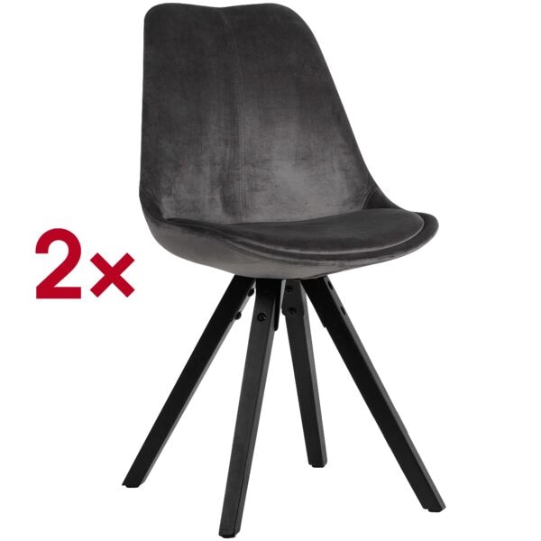 Wohnling 2er-Set Esszimmerstühle Stoffbezug schwarz schwarz, 54x58 cm
