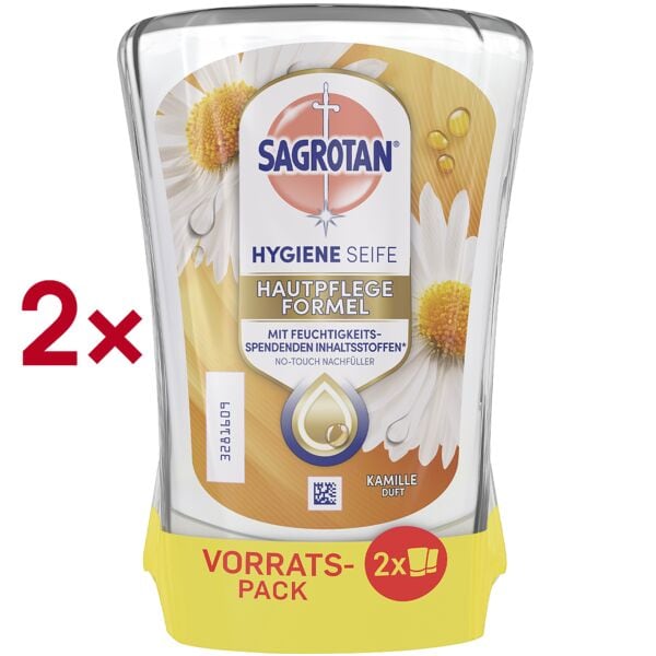 Sagrotan 2x Nachfüller Flüssigseife No-Touch »Kamille Hydra Care« transparent