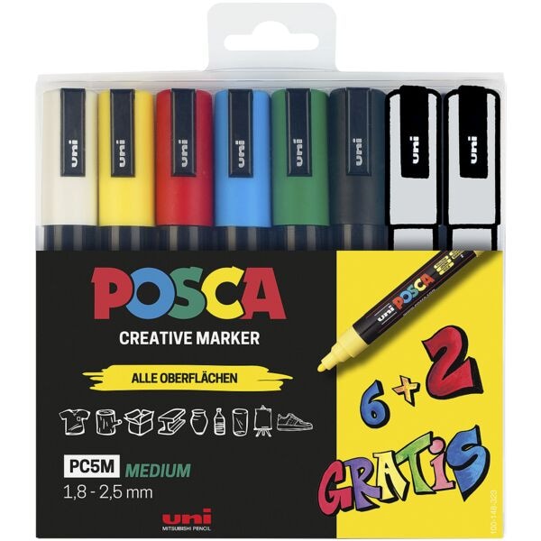 8er-Pack Acrylstift »POSCA PC-5M« farbsortiert