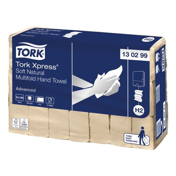 Tork Papierhandtücher »Xpress&reg; Soft Natural Advanced« für H2 2-lagig natur Multifold mehrfarbig, 21.3 cm