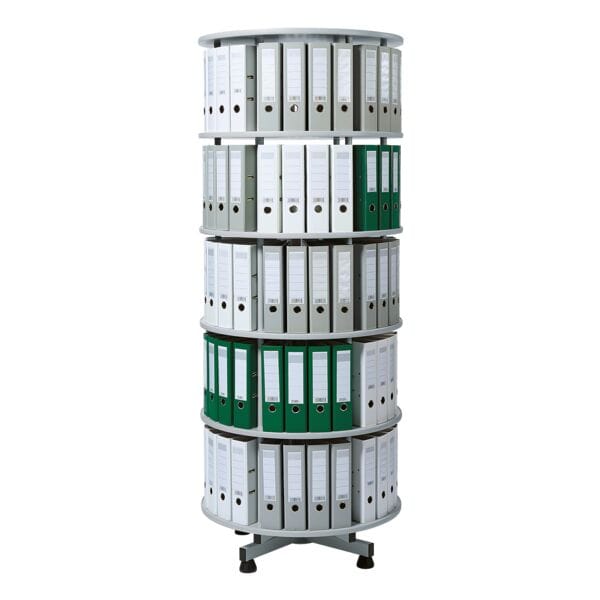 OTTO Office Ordnerdrehsäule für 120 Ordner auf 5 Etagen 80 cm Gesamthaft drehbar grau, 80x203x80 cm