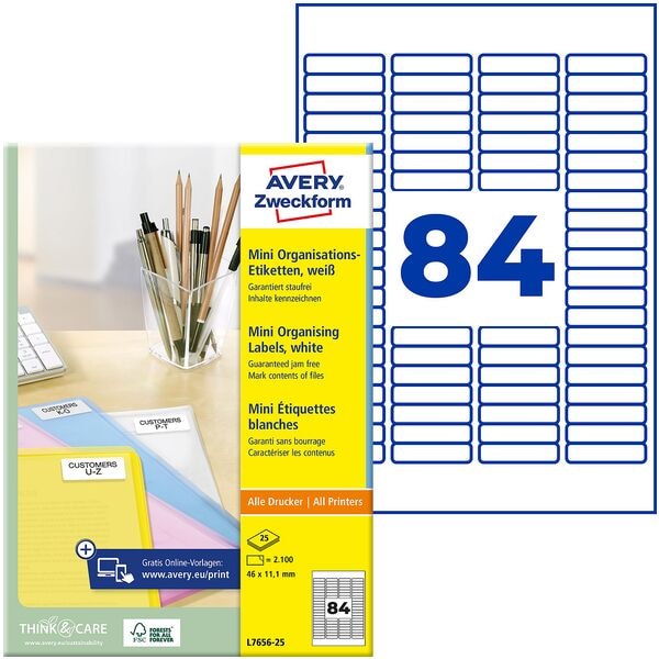 2100er-Pack Mini-Etiketten 46 x 11 mm
