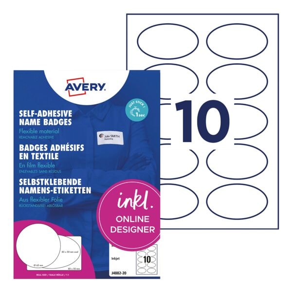 Avery Zweckform 200er-Pack Namensetiketten 85 X 50 Mm Weiß Weiß