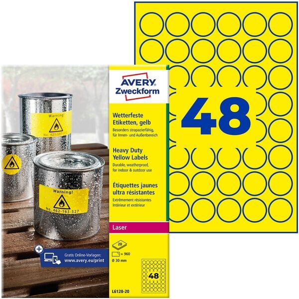 960 wetterfeste Folienetiketten - Ø 30 mm