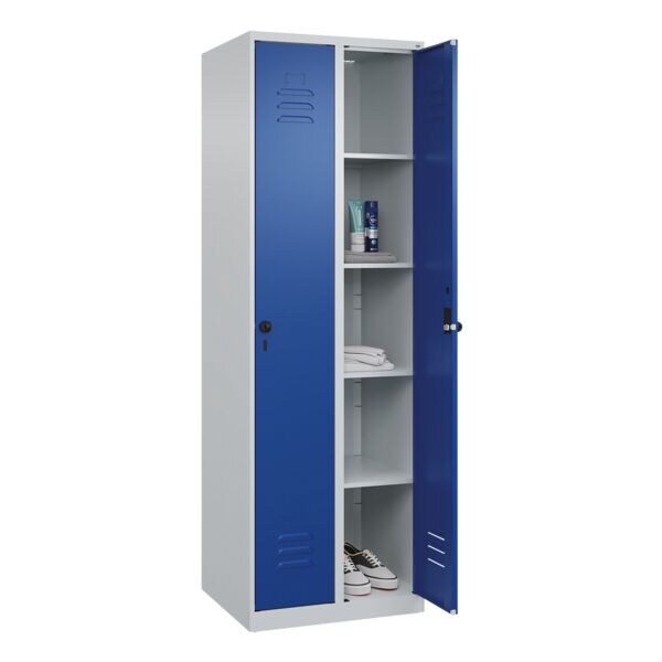 CP Wäschespind »Classic Plus einzeln schließende Türen Korpus lichtgrau« Drehriegel blau, 60x185x50 cm