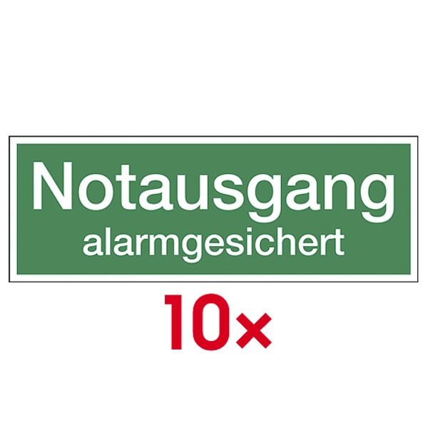 Rettungszeichen Textschild »Notausgang alarmgesichert« 29,7 x 10,5 cm Folie (0,4