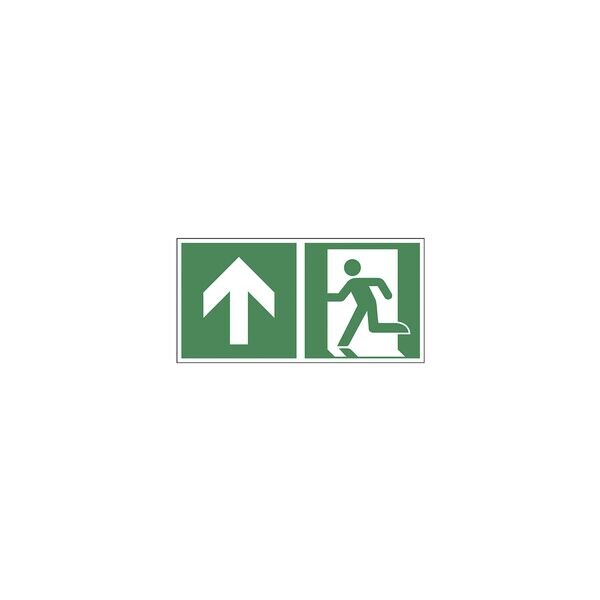 Rettungszeichen »Notausgang geradeaus, geradeaus durch die Tür oder aufwärts [E0